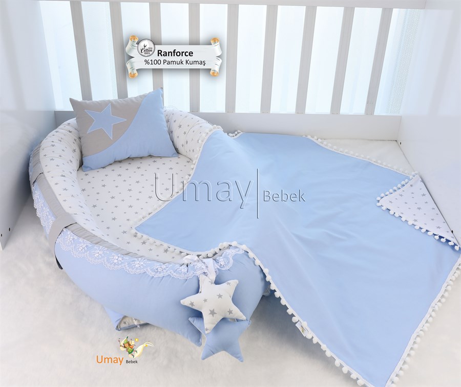 Umay BebekMavi Babynest Bebek Yatağı ve Pikesi