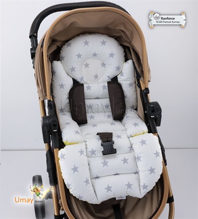 Umay BebekBel Destekli Bebek Arabası Minderi (Gri Sarı)