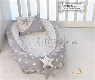 Umay BebekGri yıldız Babynest Bebek Yatağı 