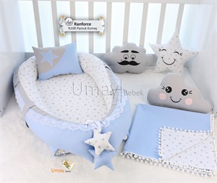 Mavi Babynest Bebek Yatak Takımı Pikeli