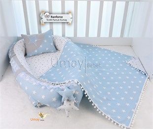 Mavi Yıldız Babynest Bebek Yatağı ve Pikesi
