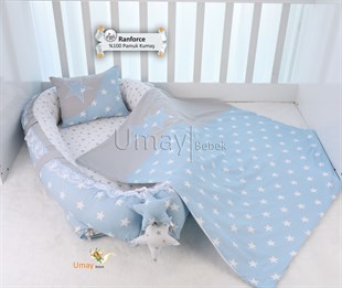 Umay BebekMavi Yıldız Babynest Bebek Yatağı ve Polar Battaniyesi	